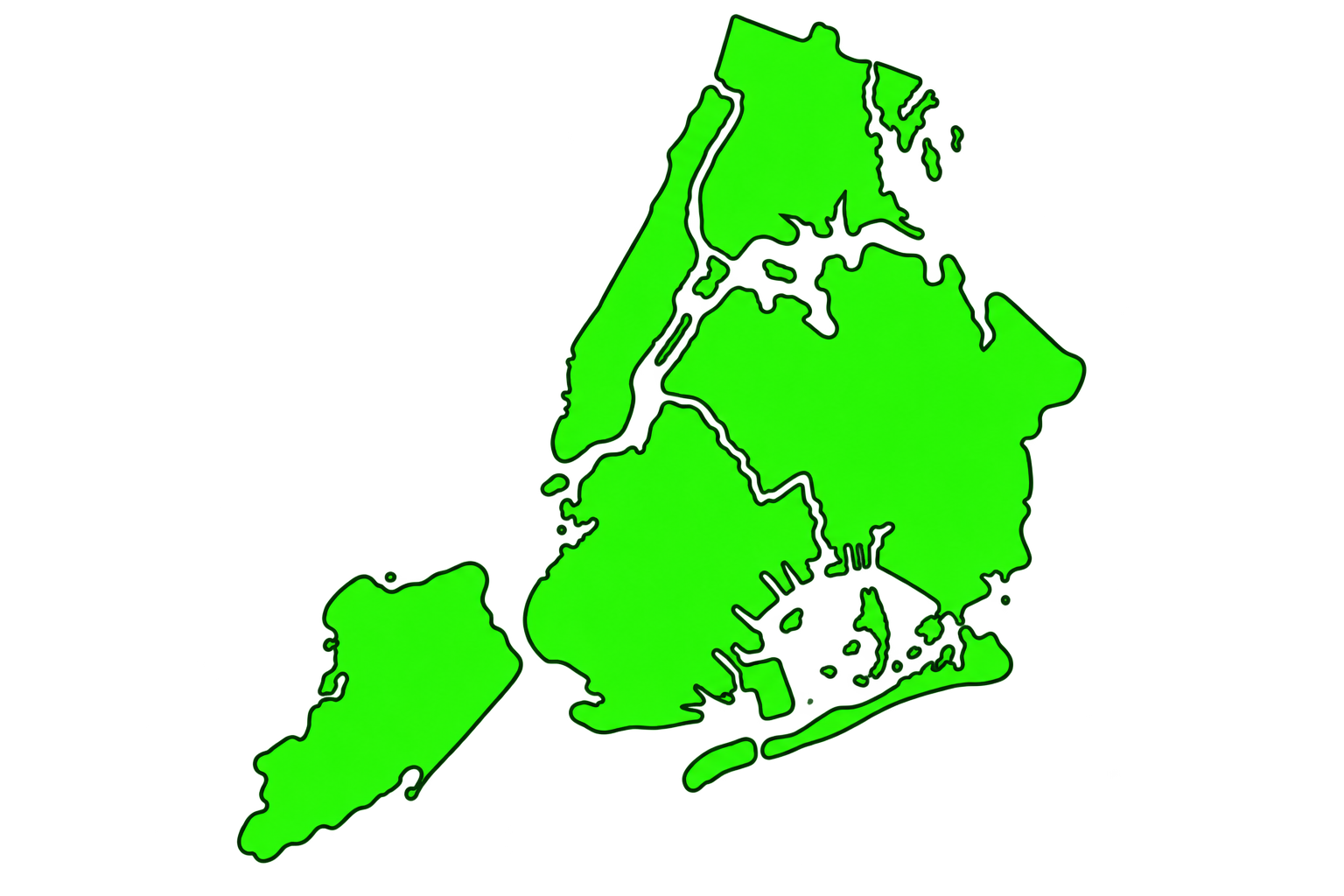 Simple map of New York City's five boroughs